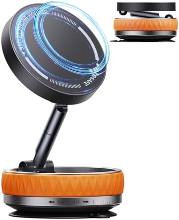 360° Adjustable Vacuum Magnetic Phone Holder, Magnetic Car Phone Mount, Hands-Free Suction Cup Phone Holder for Car/Gym/Mirror/Smooth Surface, Cell Phone Holder for iPhone 16/15/14/13/12 Series. – Enhanced Compatibility and Speed