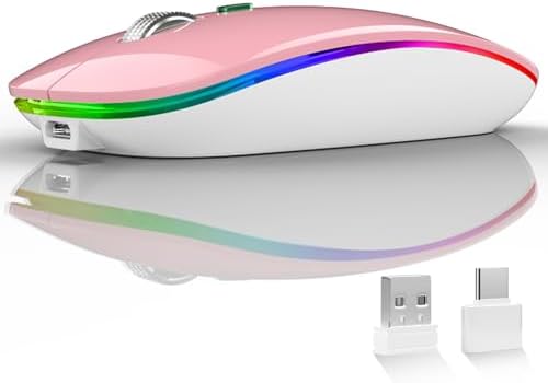 Uiosmuph G12 Slim Rechargeable LED Wireless Silent Mouse – Ultra-Portable USB Optical Computer Accessory with Type C Adapter for Seamless Compatibility and Noise-Free Operation in Blackish Green