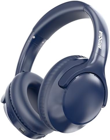 MIDOLA Hi-Fi Bluetooth Over-Ear Headphones – 68-Hour Playtime, Foldable Design for Ultimate Portability, Deep Bass with 6 Custom EQ Modes, Integrated Microphone for Crystal Clear Calls – Perfect for Travel and Home Office Use