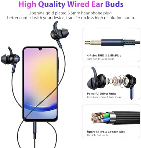 APETOO Sport Wired Earbuds: High-Performance In-Ear Headphones with Secure Anti-Fall Wingtips for Ultimate Comfort, Deep Bass & Crystal Clear Stereo Sound – Ideal for Workouts, Daily Use, and Hands-Free Calling, Sweatproof Design with 3.5 mm Aux Compatibility for Men and Small Ears