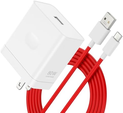 High-Performance 80 W & 65 W Compatible One Plus Charger with 3.3 ft Cable – Rapid Charging Solution for One Plus 13, 12, 11, and More – Versatile, Lightweight Design for Travel and Enhanced Device Protection