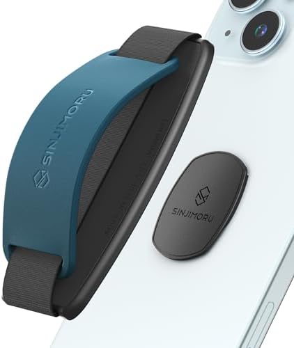 Sinjimoru S-Grip Clementine: Versatile Detachable Phone Grip & Kickstand for Wireless Charging – Anti-Drop Finger Holder for i Phone & Smartphones, Enhanced Stability & Flexibility for One-Handed Use, Ideal Desk Stand & Tablet Mount Accessory, Complete with 90-Day Warranty