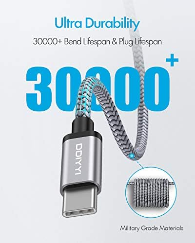 USB Type C Cable 5Pack (3/3/6/6/10FT), Nylon Braided USB C Cable Fast Charger Cord for iPhone 16/15, Samsung Galaxy S24 S23, LG V30 V20 G5 G6, PS5, Google Pixel, Redmi, HTC – Enhanced Compatibility and Speed