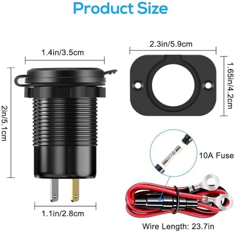 Linkstyle 12 V USB Outlet with Dual 18 W QC3.0 USB-A and Dual 30 W PD Type-C Ports – Fast Charging Car Socket with LED Voltmeter for RVs and Boats, Ultimate Device Compatibility and Travel Durability