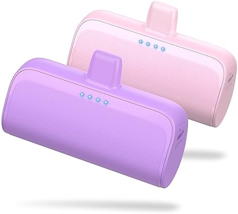 Dual Pack Mini Portable i Phone Charger 5200 m Ah – Ultra-Compact 20 W PD Fast Charging Power Bank for i Phone 14, 13, 12, 11, X, 8, 7, 6 Series – Perfect Travel Companion for Quick Device Recharges and Enhanced Compatibility