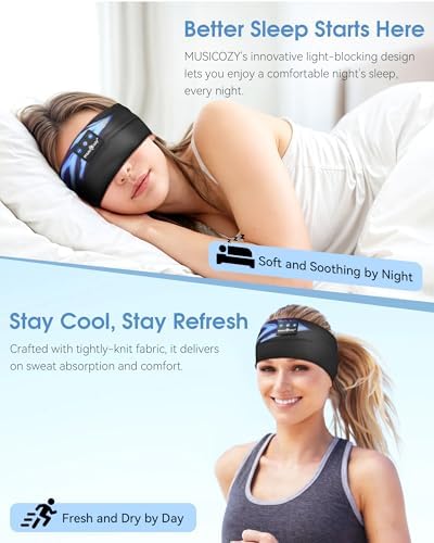 MUSICOZY Bluetooth 5.4 Sleep Headband – Ultra-Thin Stereo Earbuds for Uninterrupted Comfort and Performance, Sweat-Resistant for Active Lifestyles & Serenity (White Red) – Elevate Your Audio Experience with Innovative Design and Superior Sound Quality