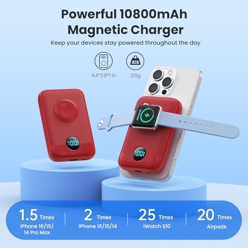 Revolutionary 4-in-1 Magnetic Power Bank – 10,800 m Ah Wireless Charger for i Phone 16/15/14/13/12 & Apple Watch – Compact & Lightweight Design with LCD Display – 25 W Ultra-Fast Charging for Up to 4 Devices – Seamless Compatibility with Mag Safe, Air Pods, and Android Devices – Enhanced Safety Features with Multi-Protection – Ideal for On-the-Go Power Management and Versatile Charging Solutions