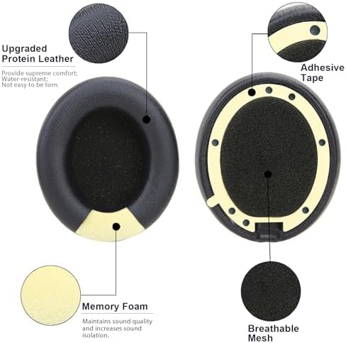 Ultimate Comfort Earpad Upgrade for Beats Studio Pro Wireless Headphones – Luxurious Sandstone Protein Leather with Superior Noise Isolation Foam for Unmatched Audio Clarity and Enhanced Listening Experience