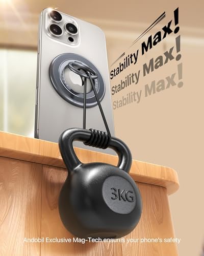 Ultimate Double-Sided Magnetic Phone Grip for Mag Safe – Enhanced Stability with 20 N55 Magnets, 360° Rotating Stand, Anti-Fall Design, and Universal Compatibility for i Phone 16, 15, 14, 13, 12 Pro Max – Perfect for Hands-Free Use and Multitasking