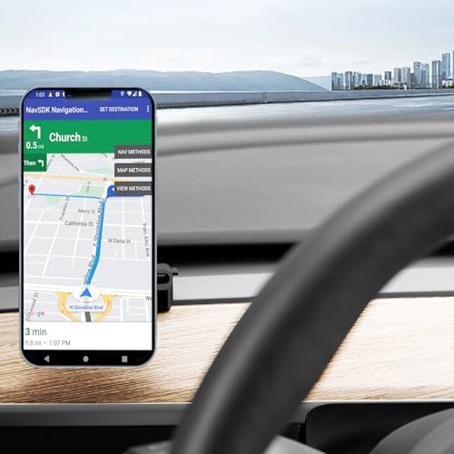 15 W Wireless Fast Charging Magnetic Phone Mount for Tesla Model Y & Model 3 – Ultimate Holder for i Phone 12-16 & Android Devices, Includes 5 ft USB-C Cable, Perfect for Safe Navigation and Hands-Free Use – Modern Tesla Accessory
