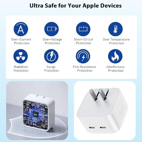 Swift Charge 20 W USB-C Charger for i Phone 15 & i Pad – 6 FT Cable Included – Rapid Power Solution for i Phone 16 Pro Max, i Pad Pro, Mini & Air – Lightweight, Durable, and Versatile Charging Block for All Your Devices – Say Goodbye to Long Wait Times with Enhanced Compatibility and Safety Features