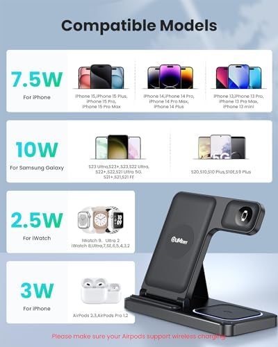Revolutionary DUMTERR 3-in-1 Fast Wireless Charging Station for i Phone 16/15/14/13/12, Apple Watch Series 10, and Air Pods 4 – Sleek Docking Solution for Effortless Desk and Nightstand Organization, Superior Safety Features, and Rapid Charging Efficiency for All Your Apple Devices