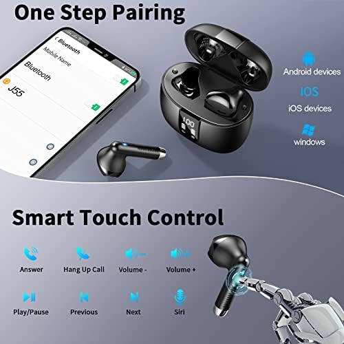 Revolutionary Wireless Earbuds with Bluetooth V5.4: Unmatched 56-Hour Playtime, IP7 Waterproof Protection, and Premium ENC Noise Cancellation for Ultimate Sound Quality – Perfect for Music Enthusiasts and Professionals on the Move