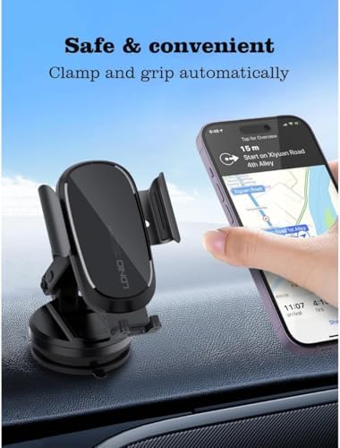 Ultimate Universal Car Phone Mount Holder with Robust Suction Base for Dashboard or Windshield – Secure Hands-Free Navigation with 360-Degree Rotatable Cradle – Sleek Black Finish for Enhanced Driving Safety and Convenience