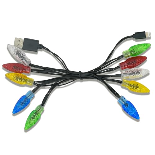 Festive LED Holiday Charging Cables – MACLARONX 2 Pack USB-A to Type-C 55″ Charger with 10 Decorative Bulbs for Fast Charging Compatibility with Samsung and Android Devices – Perfect for Christmas Decor and Efficient Power Solutions