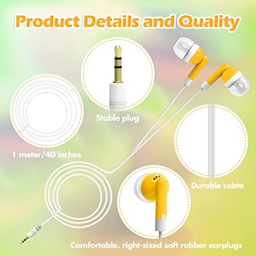 Vibrant Orange Bulk Earbuds – 100-Pack Headphones for Classroom, Labs, and Personal Use – Perfect for Kids, Students, and Adults – Enhanced Compatibility with Smartphones and Tablets – Lightweight, Durable Design for Long-Lasting Comfort and Seamless Audio Experience