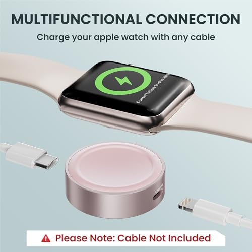 Ruxely Ultra-Portable Magnetic Wireless Fast Charger for Apple Watch – High-Efficiency USB-C Charging Adapter Compatible with i Watch Series 10, 9, 8, 7, 6, Ultra 2 & SE – Compact Design for Effortless Mobility and Quick Power Solutions