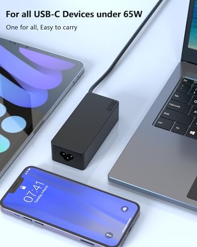 High-Performance 65 W USB-C Charger for Lenovo Think Pad Series – Fast Charging Power Adapter for T14, T16, X13, P14 s & More – Versatile AC Supply with Smart Safety Features – FCC, CE, ROHS Certified – Compatible with Multiple Generations – Ideal for On-the-Go Professionals