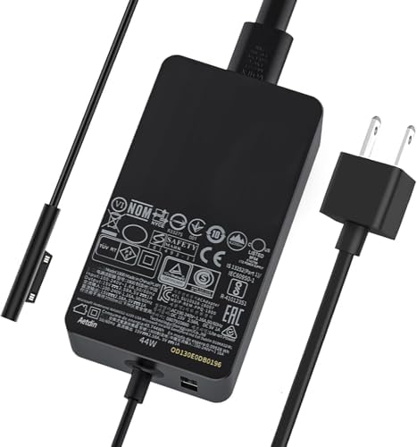 Powerful 44 W Surface Laptop Charger for Microsoft Devices – Optimized for Surface Pro 3/4/5/6, Surface Laptop 1/2/3, & Surface Go – Compact, Fast Charging with USB Port – Enhanced Safety Features & 2-Year Warranty