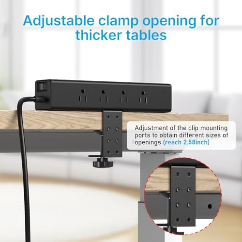 Revolutionize Your Workspace with the CCCEI 12-Outlet Power Strip and 20 W USB-C Charging Hub – Premium Surge Protector with 4800 J Defense, Easy-Access Switch, and 6 FT Cord for Thicker Desk Edges or Screw Mounting – Perfect for Home or Office Organization