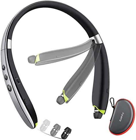 2024 Enhanced Neckband Bluetooth Headset: Retractable Earbuds with Advanced Noise Cancelling, Foldable Wireless Headphones for Sports & Office – Superior Audio Quality with Built-in Mic and Travel Case
