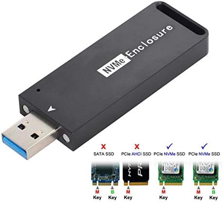 High-Speed Cablecc USB 3.1 Gen2 NVMe M-Key SSD External Enclosure – 10 Gbps Data Transfer for 2230/2242 mm Drives, Tool-Free Setup & Durable Aluminum Design for Optimal Cooling and Portability