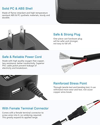 Ultimate 30 W Universal Power Adapter: Adjustable Voltage AC Adapter with 14 Interchangeable Tips and Built-in USB Port for Fast Charging – Perfect for LED Lights, CCTV Cameras, Guitar Pedals, GPS Devices, and More – 2.5 A Max Output with 4.9 FT Cord for Flexible Use and Convenience