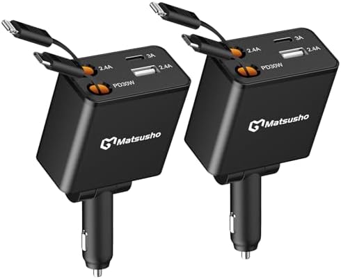Ultimate 120 W Retractable Car Charger – 4-in-1 Super Fast Charging Solution with Dual USB Ports and 2.6 FT Tangle-Free Cable – Perfect for i Phone 16/15/14/13/12/11 Pro Max & Galaxy S24/S23 – Enhance Your Driving Experience with Reliable Power Adaptability