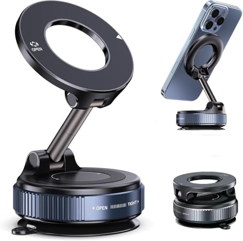 Vacuum Magnetic Suction Phone Holder,Doubled Sided Universal Cellphone Holder Stand for Car/Home/Smooth Surface/Mirror/Glass Foldable and Retractable Vacuum Magnetic Suction Phone Mount Bracket (B) – Enhanced Compatibility and Speed