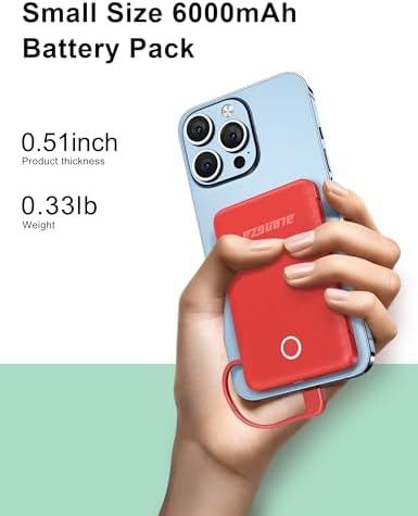 Compact 6000 m Ah Portable Power Bank with Built-in Cable – Lightweight Fast Charging External Battery for i Phone and Android – Ultimate Travel Companion for On-the-Go Charging Efficiency