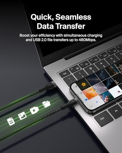 Belkin Boost Charge Flex Silicone USB-A to USB-C Charging Cable (2 M/6.6 ft) – Fast Data Transfer & Durable Design for i Phone 16, Galaxy S25, Pixel 9 & More with Convenient Cable Clip – Tangle-Resistant Flexibility for Ultimate Compatibility and Performance