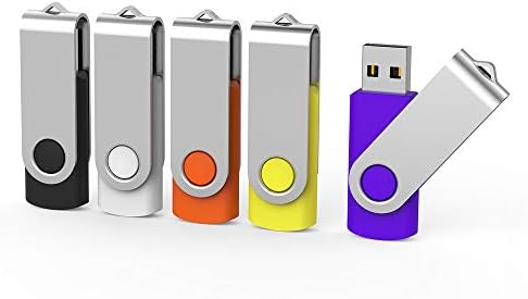 Colorful 5-Pack Aiibe 128 GB USB Flash Drives – High-Speed USB 2.0 Memory Sticks for Effortless File Transfers and Dynamic Data Storage Solutions in Black, Red, Yellow, White, and Purple