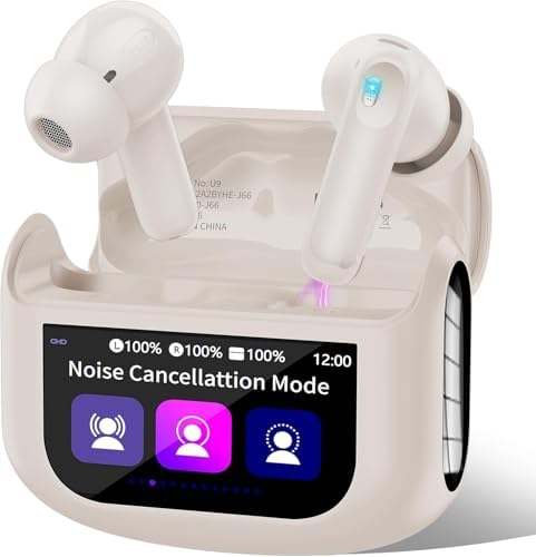 Ivory White Premium Wireless Earbuds – Cutting-Edge Bluetooth 5.4 Headphones with Touch Control, 48-Hour Battery Life, and 5 Customizable EQ Modes for Superior Sound Quality – IPX7 Waterproof with Active Noise Cancelling and Transparency Mode for Ultimate Comfort and Versatility