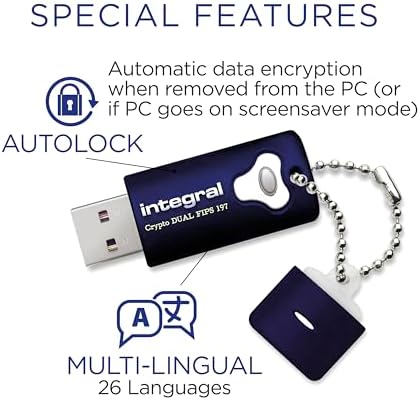 Secure Your Data with the 8 GB Crypto-140-2 USB Flash Drive – FIPS 140-2 Certified, 256-Bit Hardware Encryption, and Waterproof Design for Ultimate Protection – Fast USB 3.0 Transfers and Brute-Force Password Defense for Professionals on the Go