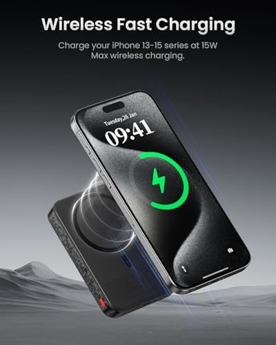 Ultra-Slim Carbon Mag Safe Power Bank – 5000 m Ah Lightweight Charger for i Phone 16 Pro Max/15/14/13 Series – 20 W PD Fast Charging with Durable Carbon Fiber Design – Effortless Magnetic Connection for On-the-Go Power