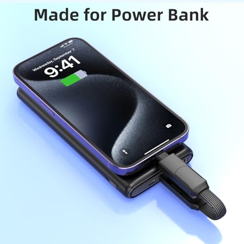 Multi Keychain Charging Cable Travel Portable Charger Cable Magnetic 4 in 1 USB C Cable Compatible with IP 15/15 Pro/ 15 Plus/ 15 Pro Max/MacBook/Galaxy (Lava Black) – Enhanced Compatibility and Speed