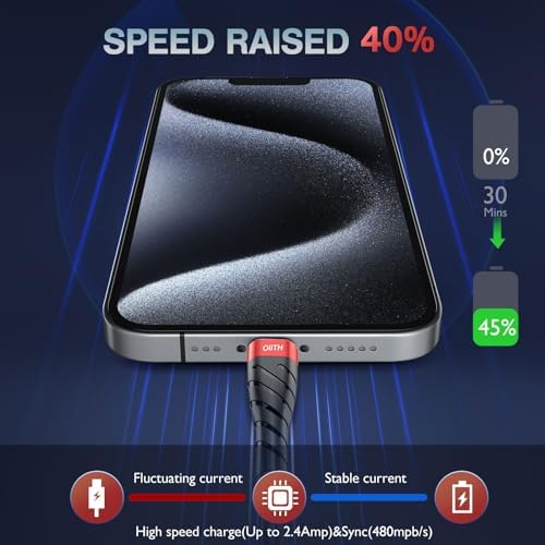 MFi Certified 6 Ft Lightning Charging Cable for i Phone – 3 Pack Fast Charging USB Cord, Durable Design for Enhanced Compatibility with i Phone 12/11/XS/Max/XR/X/8/8 P/7 P/6 & i Pad – Seamless Power-Up Experience