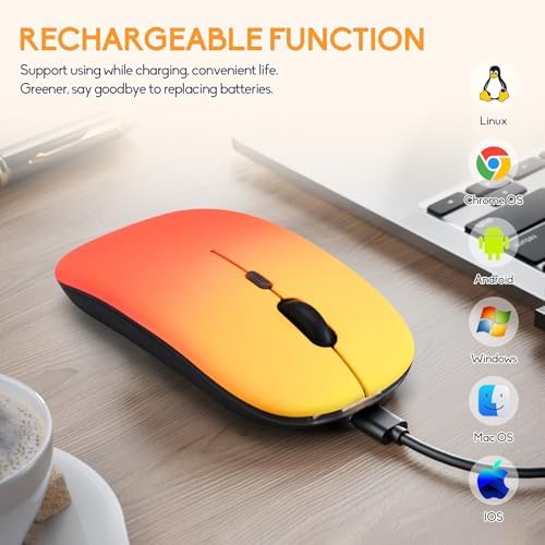 Seamless Productivity with 3 Pack Rosy Glow Red Wireless Bluetooth Mouse – Rechargeable, Silent, and Slim Dual Mode Mice for Laptop, Desktop, i Pad, and Mac – Perfect for On-the-Go Professionals and Students