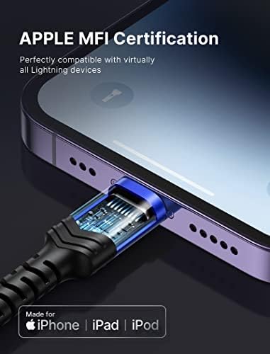 JSAUX 6 FT USB C to Lightning Cable – Apple MFi Certified Fast Charging Cord for i Phone 14/13/12 Series – Durable Braided Nylon, Tangle-Free Design, Vibrant Red – Optimal Compatibility & Speed for Seamless Connectivity
