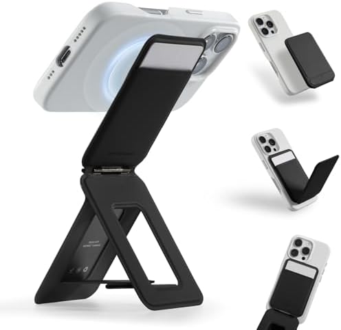 MOFT Phone Stand, Magnetic Phone Tripod Stand Stain-Resistant MOVAS Leather & Angle Adjustment & Strong Magnets Tripod for iPhone 16/15/14/13/12 (Included Metal Ring)-Misty Cove – Enhanced Compatibility and Speed