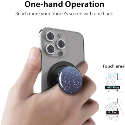 Sky Sparkle Blue Magnetic Phone Grip for Mag Safe | Innovative Finger Ring Holder & Kickstand | Effortless Wireless Charging Compatibility & Maximum Stability | Stylish i Phone Accessory for Hands-Free Usage & Enhanced Device Control