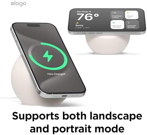 elago MS2 Charging Stand Compatible with MagSafe Charger – Premium Silicone, Compatible with iPhone 16/15/14/13/12 Series, Designed for MagSafe Stand [Black] [Charging Cable Not Included] – Enhanced Compatibility and Speed