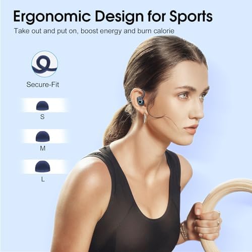 Jet Black Bluetooth 5.3 Wireless Earbuds with 50-Hour Playtime – Superior Deep Bass Audio, IP7 Waterproof Design, Active Noise Cancellation for Seamless Workouts and Calls – Ultimate Comfort and Durability for On-the-Go Listening