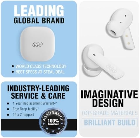 QCY HT05 Active Noise Cancelling Wireless Earbuds – Bluetooth 5.2 Headphones with 30-Hour Playtime, AI-Enhanced Call Clarity, 6 Mics, Anti-Wind Noise, and Customizable EQ App for Tailored Sound Experience