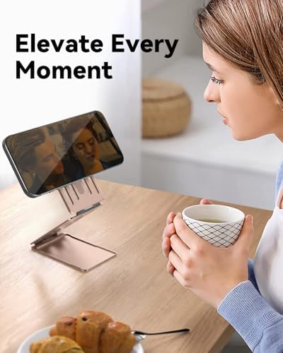 OATSBASF Magnetic Phone Stand Compatible with Magsafe, Foldable Aluminum Phone Holder for Desk Compatible with iPhone 16/15/14/13/12 Series and Magnetic Case, Black, Bi-fold – Enhanced Compatibility and Speed