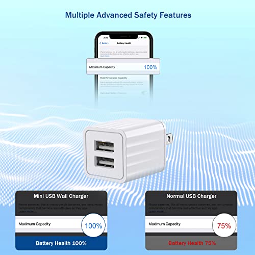 Dual-Port i Phone Fast Charger with 6.6 FT Nylon Braided Lightning Cable – Efficient Dual Device Charging Adapter for i Phone 14, 13, 12 Pro Max, 11, SE & i Pad – MFi Certified Power Solution for Rapid Charging and Enhanced Durability