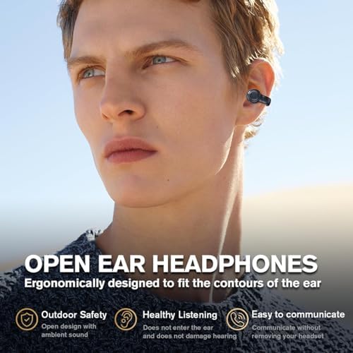 Revolutionary Wireless Clip-On Bone Conduction Earbuds – Open Ear Bluetooth Headphones for Ultimate Comfort and Safety – Waterproof Design for Active Lifestyles – Superior Sound Quality with Seamless Device Compatibility – Ideal for Sports and Outdoor Adventures