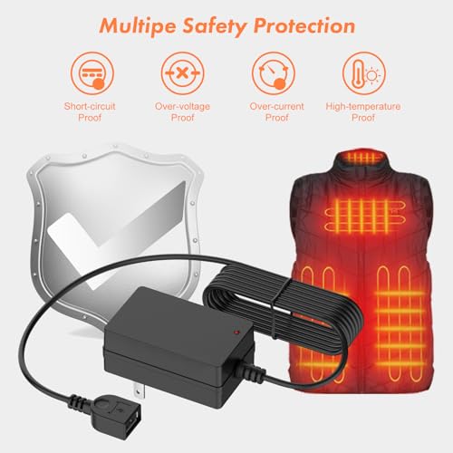 Ultimate 5 V 2 A USB Wall Charger for Heated Apparel – 6.56 ft Long Cable for Enhanced Flexibility – High-Speed Charger for Vests, Jackets & Hoodies – Durable & Compact Design for Home or Office Use – Reliable Power Source for Winter Comfort