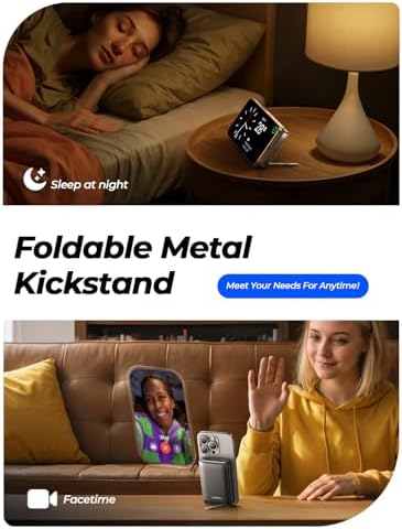 LISEN Qi2 Certified 15 W Mag Safe Portable Charger – 10,000 m Ah Battery Pack with Foldable Stand, Fast 30 W USB-C Charging for i Phone 16/15/14/13 – Sleek Wireless Power Bank for On-the-Go Convenience and Enhanced Compatibility