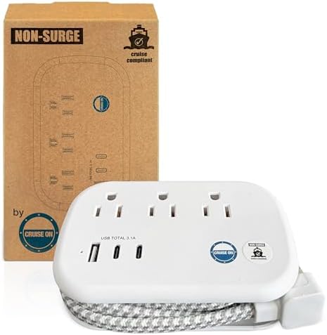 Ultimate Cruise Power Strip with 3.3 ft Extension Cord & Fast Charging USB Ports – Non-Surge Design for Seamless Connectivity on Carnival, Princess & Major Cruise Lines (2025/2026) – Essential Travel Accessory for All Devices